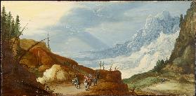 Mountain Landscape with Travelers