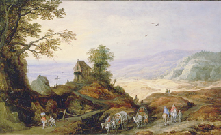 Landschaft mit einer Kapelle auf einem Hügel from Joos de Momper the Younger