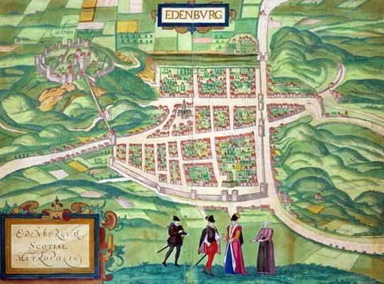Map of Edinburgh, from 'Civitates Orbis Terrarum' by Georg Braun (1541-1622) and Frans Hogenberg (15 from Joris Hoefnagel