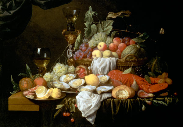 Still Life with Lemon, Oysters, Lobster and Fruit from Joris van Son