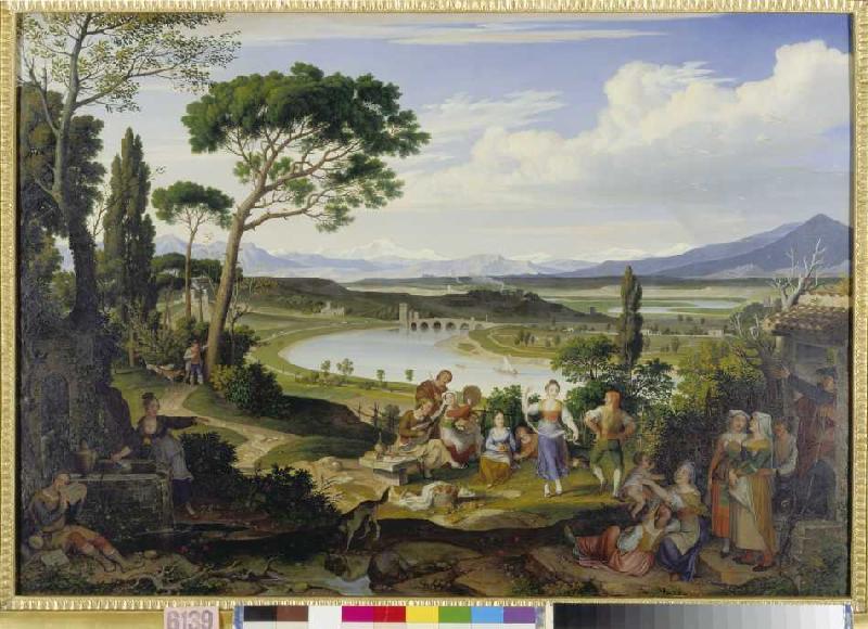 Tiberlandschaft near Rome with a rural feast. from Joseph Anton Koch