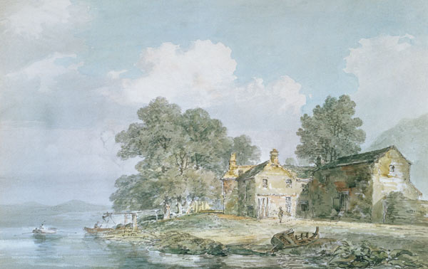 Ein Farmhaus an einem See im Lake District from William Turner