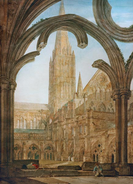 South View of Salisbury Cathedral from the Cloisters from William Turner