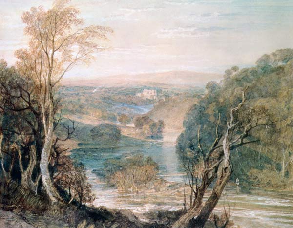 The River Wharfe with a distant view of Barden Tower from William Turner