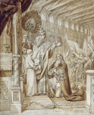 Coronation of Charlemagne (742-814) (pen & ink on canvas) from Joseph Paul Blanc