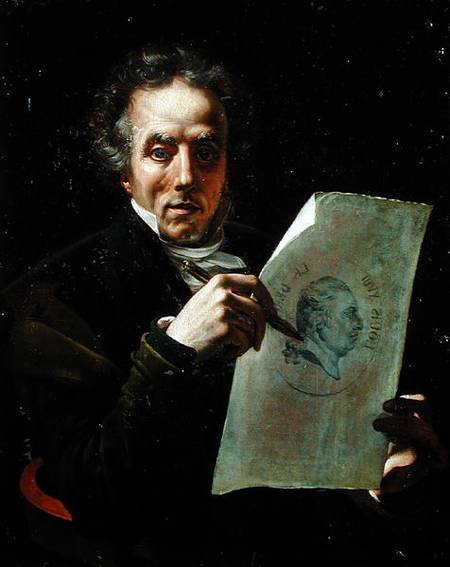Self Portrait with a Drawing of Louis XVIII (1755-1824) from Joseph Roques
