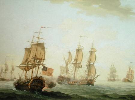 Naval Engagement between a British East Indiaman and a French Warship from Joseph Roux