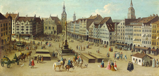 View of the Marienplatzes to Munich (detail) from Joseph Stephan