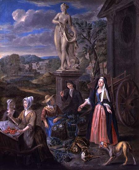 Figures at a Market in a Classical Landscape from Joseph van Aken