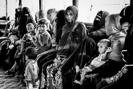 Rohingya refugee people waiting their turn in a medical camp-Bangladesh