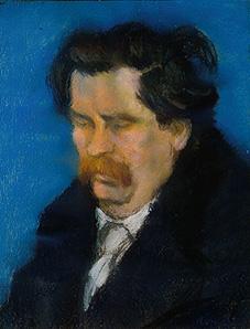 Portrait of the Hungarian poet Zsigmont Móricz.