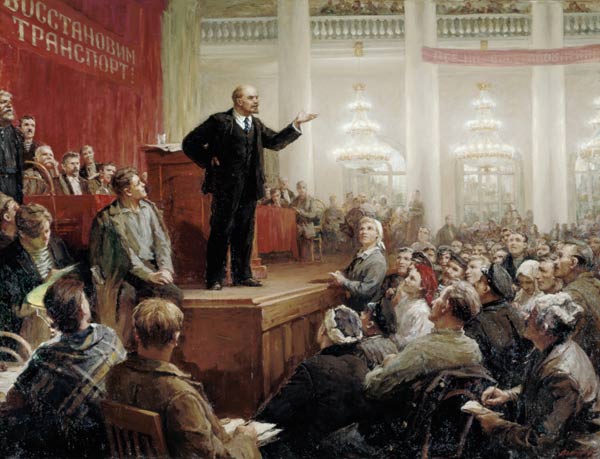 Lenin during a convention of the Russian transport workers from Ju. Winogradow