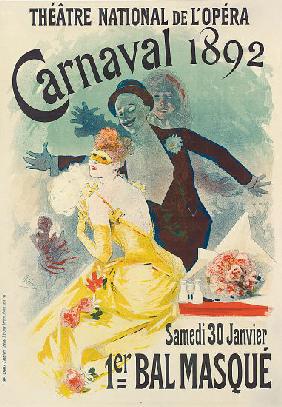 Advertisement for the 1st Carnaval masked ball at the Theatre National de l'Opera