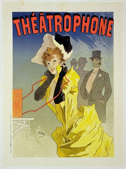 Reproduction of a poster advertising 'Theatrophone' from Jules Chéret