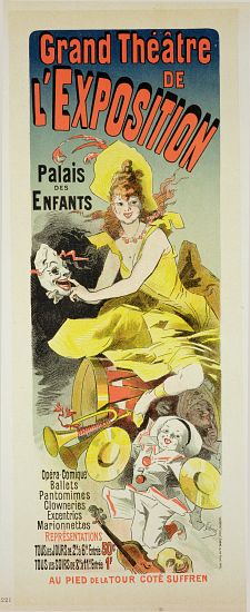Reproduction of a poster advertising the 'Grand Theatre de L'Exposition', Palais des Enfants, Paris from Jules Chéret