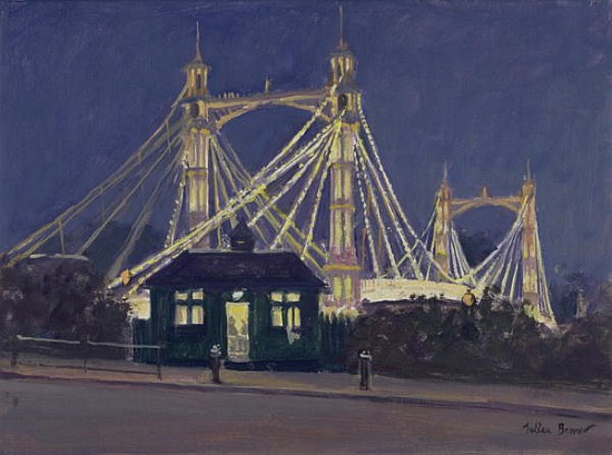 Albert Bridge - Night (oil on canvas)  from Julian  Barrow