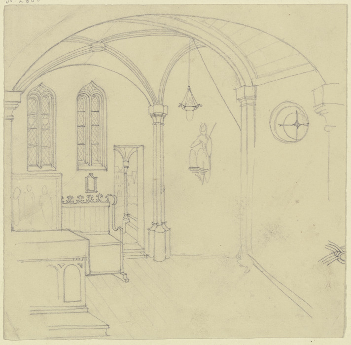 Kapelle, links Altar und Betstuhl, rechts unter einer Lampe ein Heiligenbild from Karl Ballenberger