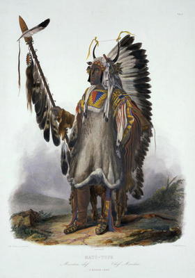 Mato-Tope, a Mandan Chief, plate 13 from Volume 2 of 'Travels in the Interior of North America', eng from Karl Bodmer