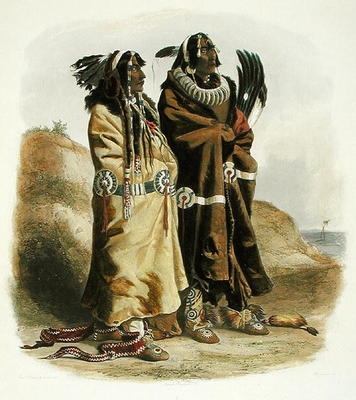 Sih-Chida and Mahchsi-Karehde, Mandan Indians, plate 20 from Volume 2 of 'Travels in the Interior of from Karl Bodmer