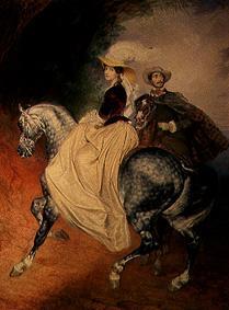 Portrait J.I. Mjussora and E.Mjussar to horse from Karl Pavlovich Bryullov