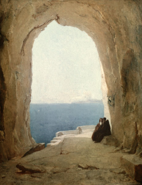 Grotto with Two Monks... from Carl Eduard Ferdinand Blechen