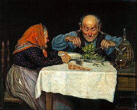 Old smallholder couple at the meal. from Karl Kronberger