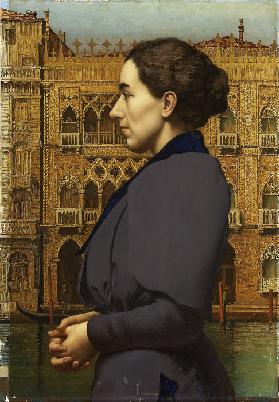 Portrait of Anna Cossmann before Ca d’Oro in Venice