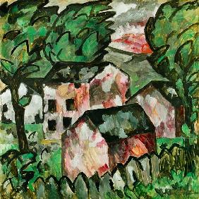 Landscape with red houses