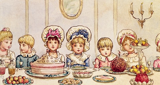 Supper, from ''Christmas in Little Peopleton Manor'' in Illustrated London News, Christmas from Kate Greenaway