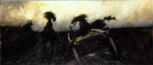 Shying horses from Kazimierz Sichulski