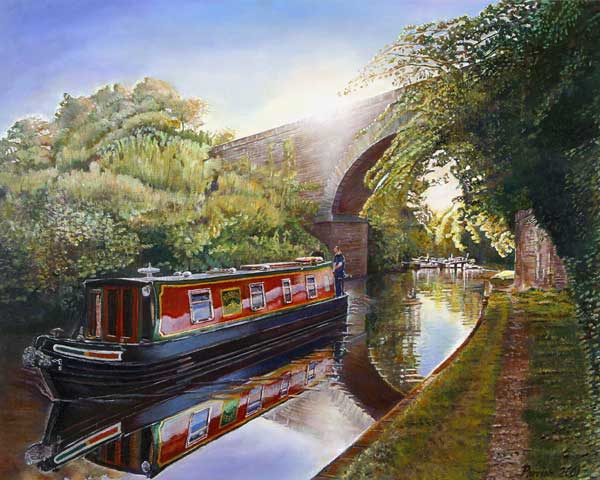 Kate Boat on the Grand Union Canal, 2001 (oil on canvas)  from Kevin 