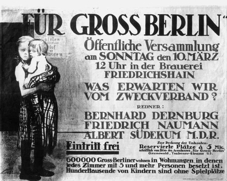 Mit einer Zeichnung von Käthe Kollwitz wirbt 1912 der Ausschuss Für Gross-Berlin für öffentliche Ver from Käthe Kollwitz