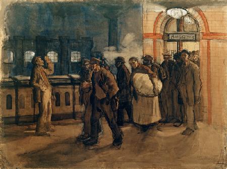 Heimkehrende Arbeiter am Lehrter Bahnhof