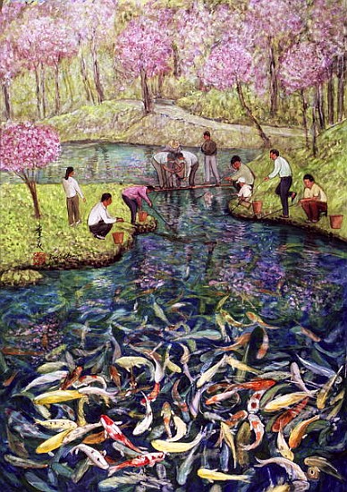 Fishing, 1996 (gouache on silk)  from Komi  Chen