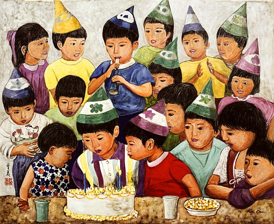 Happy Birthday, 1994 (gouache on silk)  from Komi  Chen