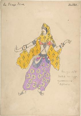 Polovtsian girl. Costume design for the opera Prince Igor by A. Borodin