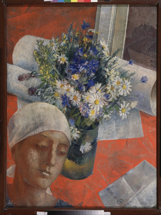 Flowers and a Woman's head from Kosjma Ssergej. Petroff-Wodkin