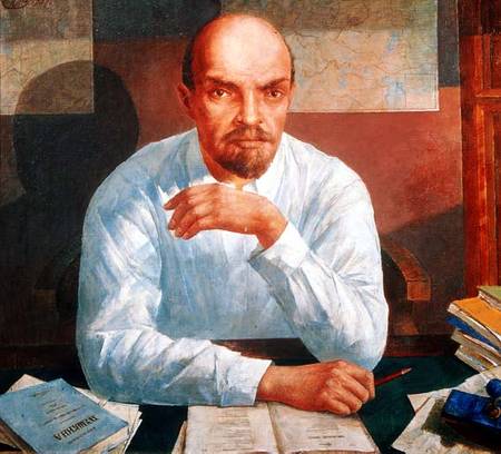 Portrait of Vladimir Ilyich Lenin (1870-1924) from Kosjma Ssergej. Petroff-Wodkin