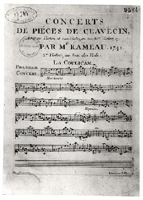 Score sheet for ''Concerts de Pieces de Clavecin'' Jean-Philippe Rameau (1683-1764) 1741