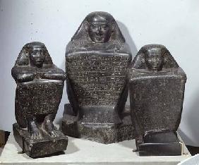 Block statues of Akhamenru, Harwa and Amenemonet