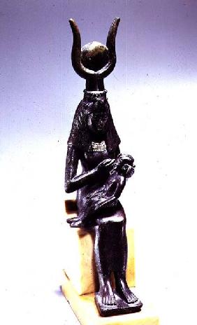 Statue of the Goddess Isis and the Child Horus (bronze & gold)