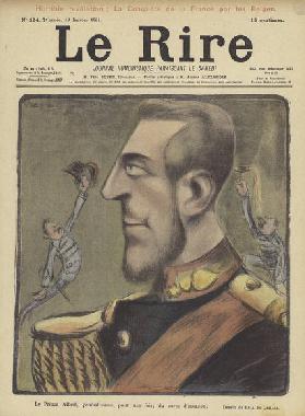 Prince Albert of Belgium, Illustration for Le Rire (colour litho)