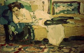 Dame auf dem Sofa, um 1908.