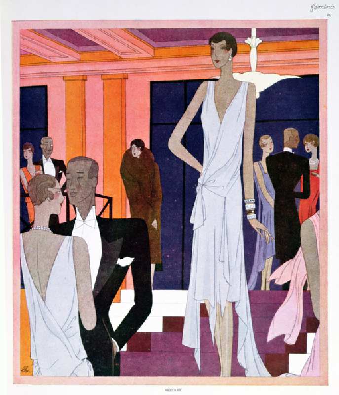 The Miramar at Cannes, fashion plate from Femina magazine, December 1928 (colour litho) from Leon Benigni