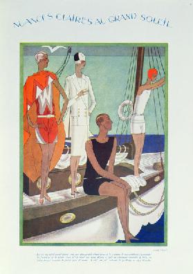 Summer Life on the yacht, fashion plate from Femina magazine, May 1927 (colour litho)