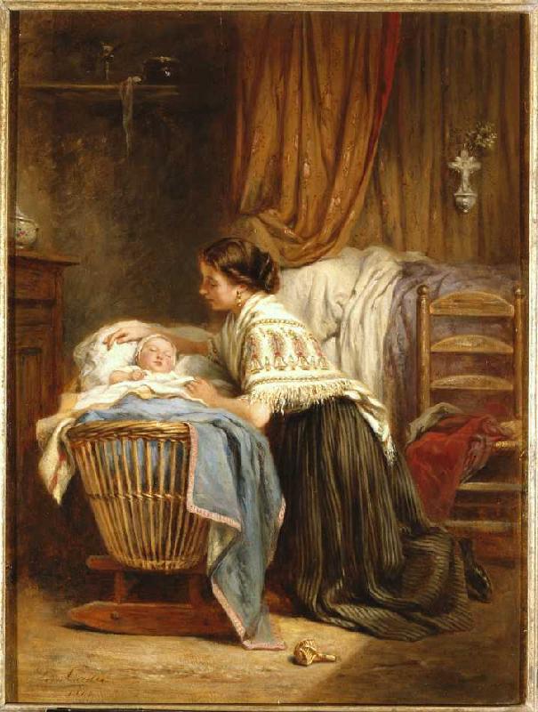 At the cradle from Léon-Emile Caille