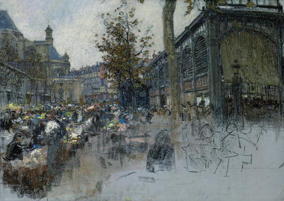 Study for Les Halles, 1893 (pastel on card) from Leon Augustin Lhermitte