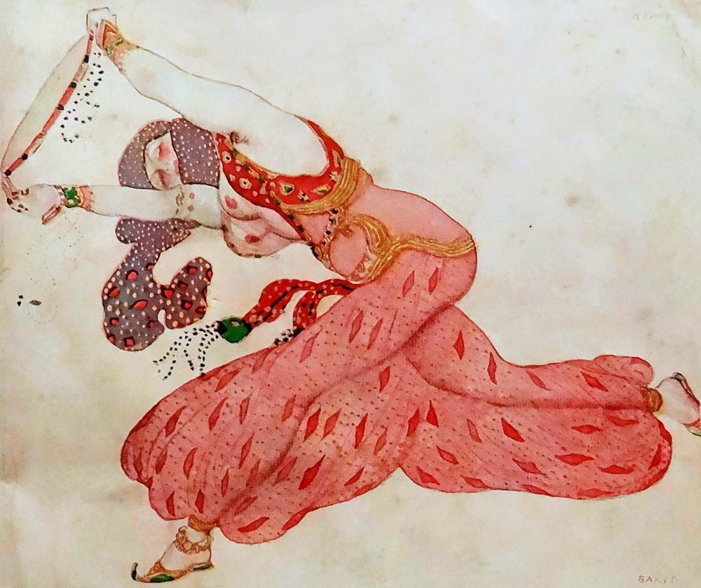 Almee. Costume design for the ballet Sheherazade by N. Rimsky-Korsakov from Leon Nikolajewitsch Bakst