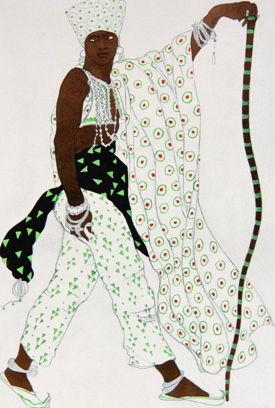 Costume design for a piligrim for the Ballet "Blue God" by R. Hahn from Leon Nikolajewitsch Bakst