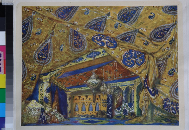 Stage design for the ballet Oriental Fantasy by Ippolitov-Ivanov and Mussorgsky from Leon Nikolajewitsch Bakst